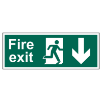 ASEC Fire Exit Arrow Direction Sign 400mm x 150mm Down