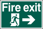 ASEC `Fire Exit` 200mm x 300mm PVC Self Adhesive Sign Right