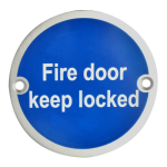 ASEC Metal `Fire Door Keep Locked` Sign 76mm SS