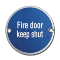 ASEC Metal `Fire Door Keep Shut` Sign 76mm SS