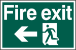 ASEC `Fire Exit` 200mm x 300mm PVC Self Adhesive Sign Left