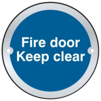 ASEC `Fire door Keep clear` Sign 75mm Stainless Steel