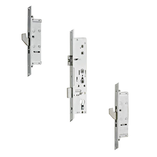 LOCKMASTER Lever Operated Latch & Deadbolt Twin Spindle 20mm Radius Faceplate 2 Hook 45/92 - Click Image to Close