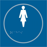 ASEC `Ladies` 150mm x 150mm Taktyle (Braille) Self Adhesive Sign 1 Per Sheet