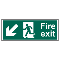ASEC Fire Exit Arrow Direction Sign 400mm x 150mm Down/Left