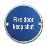ASEC Metal `Fire Door Keep Shut` Sign 76mm SAA