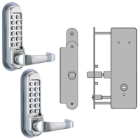 CODELOCKS CL0530 / CL0535 Back To Back Digital Lock Stainless Steel with XTD Gate Lock CL0535 SS BB XTD With Passage Set