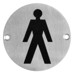 ASEC Stainless Steel Metal Toilet Door Sign 76mm SSS `Male`