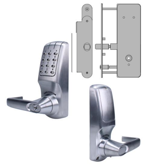 CODELOCKS CL5030 Battery Operated Digital Lock Brushed Steel With XTD Gate Lock CL5030 BS XTD With Passage Set - Click Image to Close