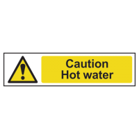 ASEC `Caution: Hot Water` Sign 200mm x 50mm 200mm x 50mm