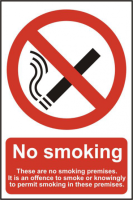 ASEC `No Smoking` 200mm x 300mm PVC Self Adhesive Sign Option 3
