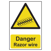 ASEC `Danger: Razor Wire` Sign 200mm x 300mm 200mm x 300mm