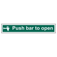ASEC `Push Bar To Open` Sign 600mm x 100mm 600mm x 100mm