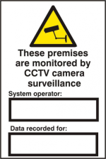 ASEC `These Premises Are Monitored By CCTV Surveillance` 200mm x 300mm PVC Self Adhesive Sign 1 Per Sheet