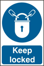 ASEC `Keep Locked` 200mm x 300mm PVC Self Adhesive Sign 1 Per Sheet