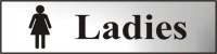ASEC `Ladies` 200mm x 50mm Chrome Self Adhesive Sign 1 Per Sheet