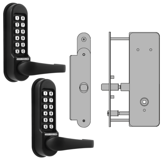 CODELOCKS CL0530 Back To Back Digital Lock Black Marine Grade with XTD Gate Lock CL0530 BK MG BB XTD Without Passage Set - Click Image to Close