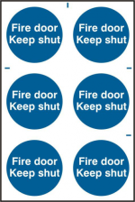ASEC `Fire Door Keep Shut` 200mm x 300mm PVC Self Adhesive Sign 6 Per Sheet