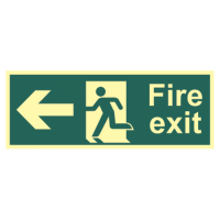 ASEC Photoluminescent Fire Exit Arrow Direction Sign 400mm x 150mm Left