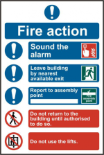 ASEC Fire Action Procedure 200mm x 300mm PVC Self Adhesive Sign Option 2
