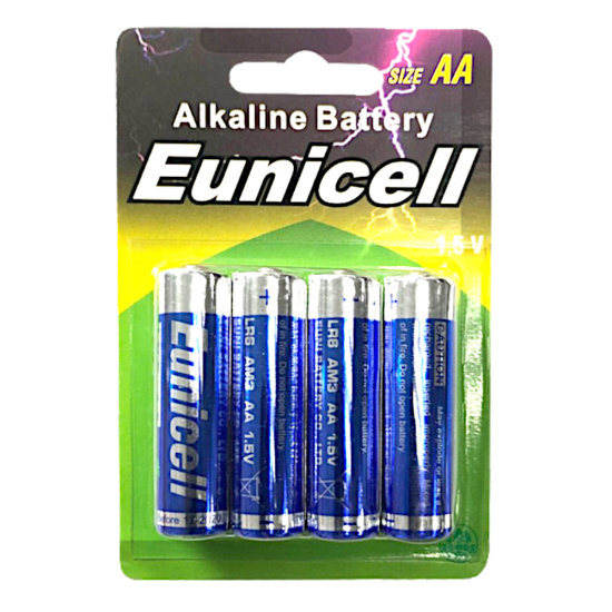 EUNICELL AA 1.5V Alkaline Batteries (4 PER CARD) AA - Click Image to Close