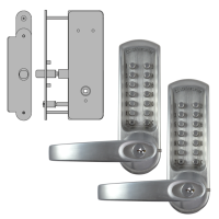 CODELOCKS CL0630 / CL0635 Back To Back Digital Lock Brushed Steel With XTD Gate Lock CL0635 BS BB XTD With Passage Set