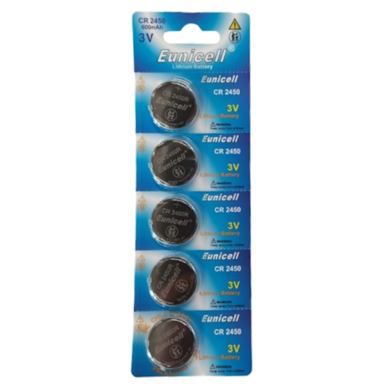 EUNICELL 3V CR2450 Button Cell Battery (5 PER CARD) CR2450 - Click Image to Close