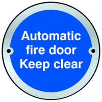ASEC Sign `Automatic Fire Door Keep Clear` 75mm Stainless Steel