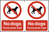 ASEC `No Dogs` 200mm x 300mm PVC Self Adhesive Sign 2 Per Sheet