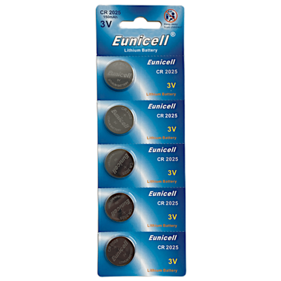 EUNICELL 3V CR2025 Button Cell Battery (5 PER CARD) CR2025 - Click Image to Close