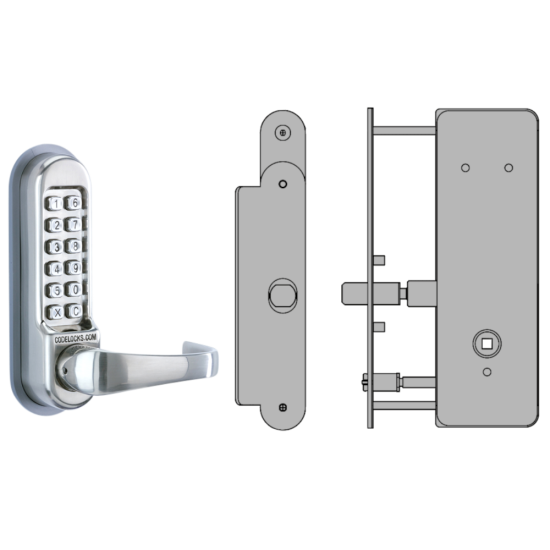 CODELOCKS CL0530 / CL0535 Digital Lock Stainless Steel with XTD Gate Lock CL0530 SS XTD Without Passage Set - Click Image to Close