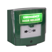 ASEC Emergency Resettable Door Release Double Pole Green With Cover Buzzer And Illuminated LED