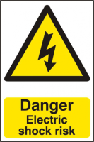 ASEC `Danger Electric Shock Risk` 200mm x 300mm PVC Self Adhesive Sign 1 Per Sheet