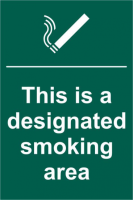 ASEC `This Is A Designated Smoking Area` 200mm x 300mm PVC Self Adhesive Sign 1 Per Sheet