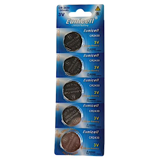 EUNICELL 3V CR2430 Button Cell Battery (5 PER CARD) CR2430 - Click Image to Close