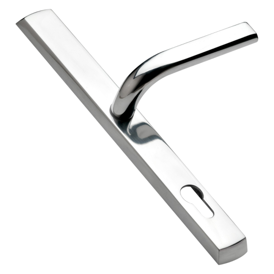 LOXTA 92 Lever/Lever UPVC Furniture - 278mm Backplate Polished Silver - Click Image to Close