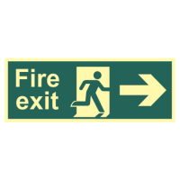 ASEC Photoluminescent Fire Exit Arrow Direction Sign 400mm x 150mm Right