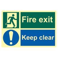 ASEC `Fire Escape Keep Clear` Sign Photoluminescent 300mm x 200mm 300mm x 200mm