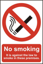 ASEC `No Smoking` 200mm x 300mm PVC Self Adhesive Sign Option 2