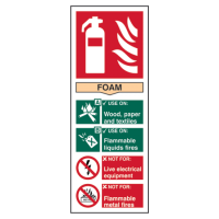 ASEC Fire Extinguisher Signs 82mm x 202mm Foam