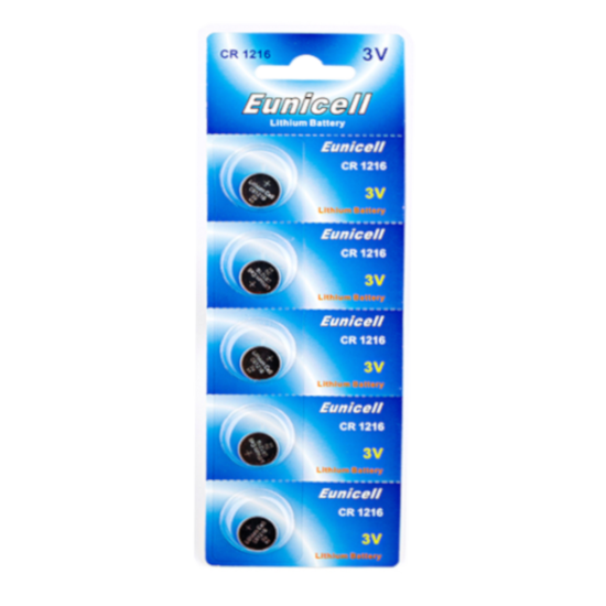 EUNICELL 3V CR1216 Button Cell Battery (5 PER CARD) CR1216 - Click Image to Close