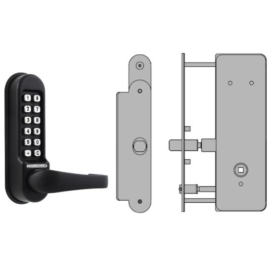 CODELOCKS CL0530 / CL0535 Digital Lock Black Marine Grade with XTD Gate Lock CL0535 BK MG XTD With Passage Set - Click Image to Close