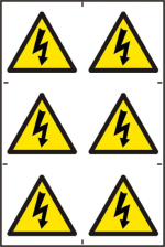 ASEC Electrical Warning Symbol 200mm x 300mm PVC Self Adhesive Sign 6 Per Sheet