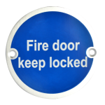 ASEC Metal `Fire Door Keep Locked` Sign 76mm SAA