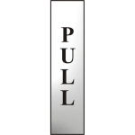ASEC `Pull` 200mm x 50mm Chrome Self Adhesive Sign 1 Per Sheet