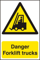 ASEC `Danger Forklift Trucks` 200mm x 300mm PVC Self Adhesive Sign 1 Per Sheet