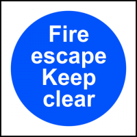 ASEC `Fire Escape Keep Clear` Sign 100mm x 100mm 100mm x 100mm