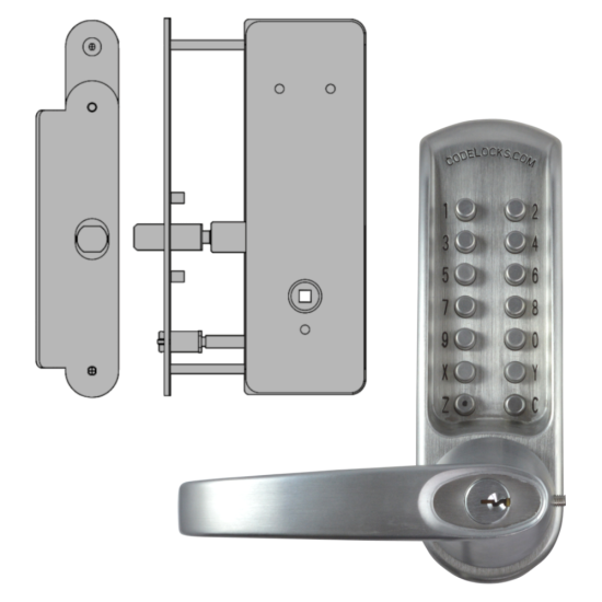 CODELOCKS CL0630 / CL0635 Digital Lock Brushed Steel With XTD Gate Lock CL0635 BS XTD With Passage Set - Click Image to Close