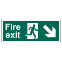 ASEC Fire Exit Arrow Direction Sign 400mm x 150mm Down/Right