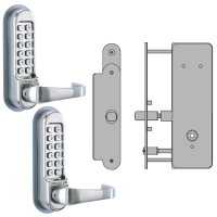 CODELOCKS CL0530 / CL0535 Back To Back Digital Lock Stainless Steel with XTD Gate Lock CL0530 SS BB XTD Without Passage Set